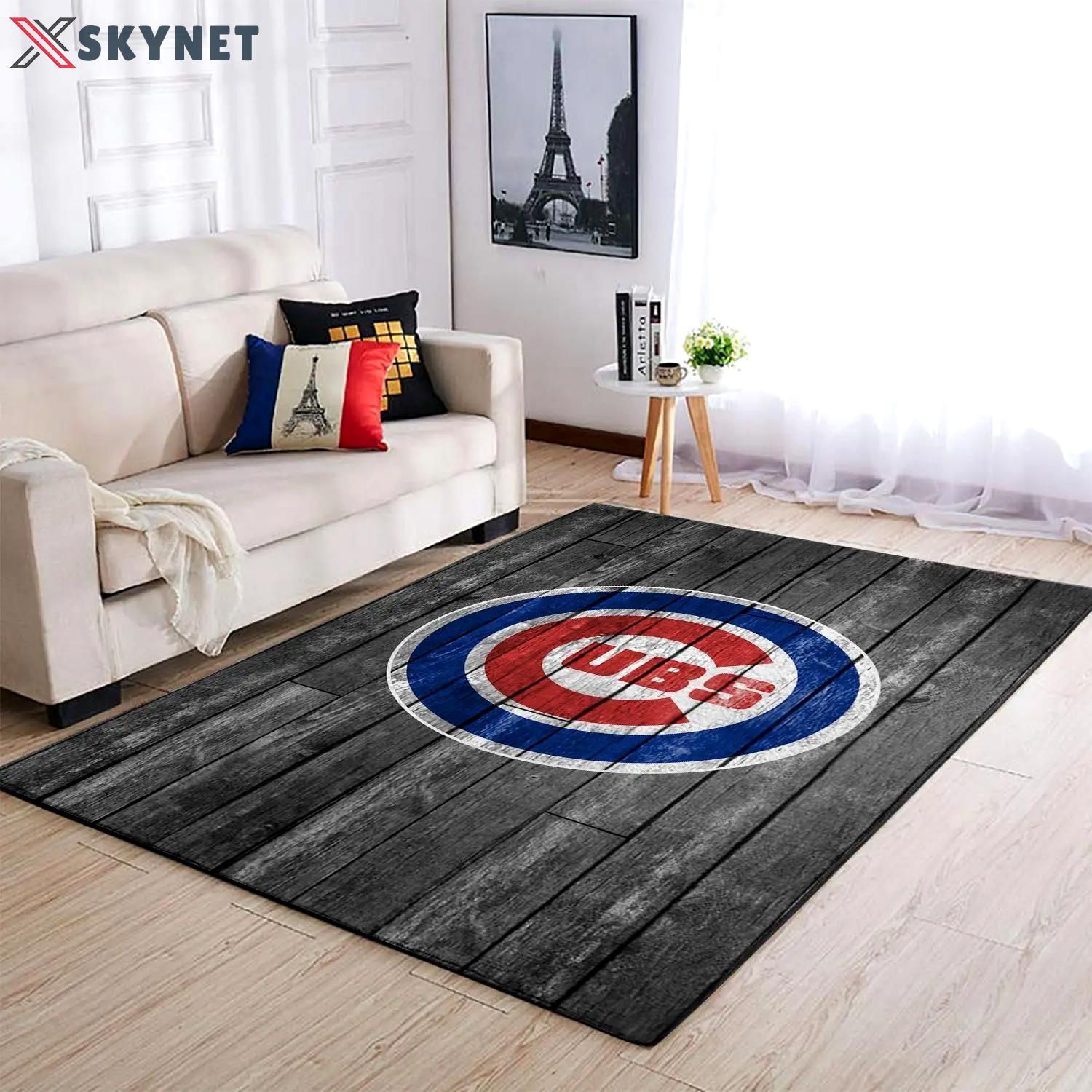 Chicago cubs wooden area rug mlb baseball team logo carpet living room rugs 3 Rectangle Rug