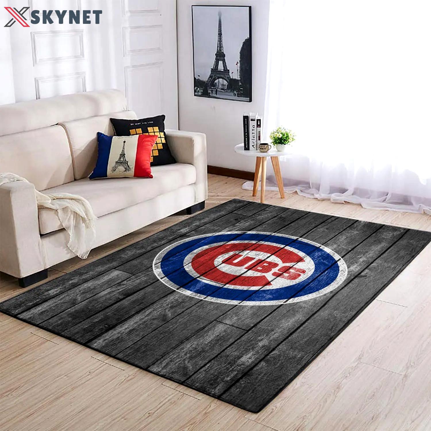 Chicago cubs wooden area rug mlb baseball team logo carpet living room rugs 6 Rectangle Rug