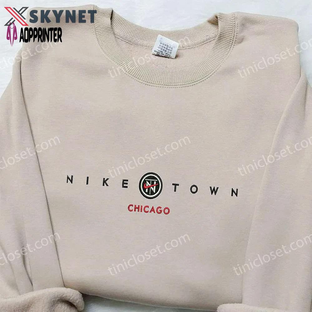 Chicago town x nike embroidered hoodie & shirt: perfect family gift with nike-inspired design Embroidered Shirt