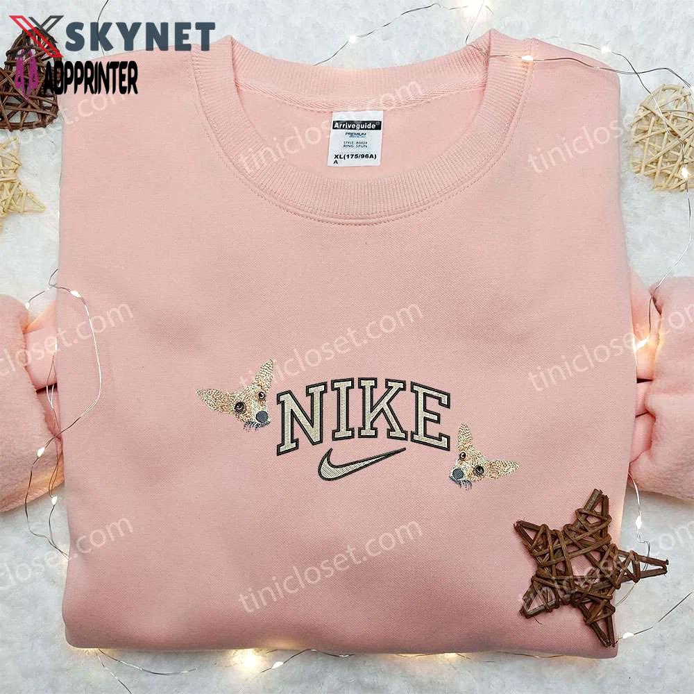 Chihuahua x nike embroidered shirt: custom animal tee for dog lovers Embroidered Shirt