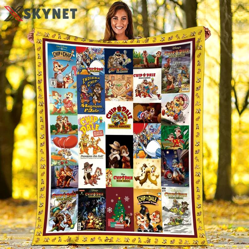 Chip and dale fleece blanket, chip n dale blanket, chip and dale art blanket, birthday gifts for kids, christmas gifts Quilt Blanket