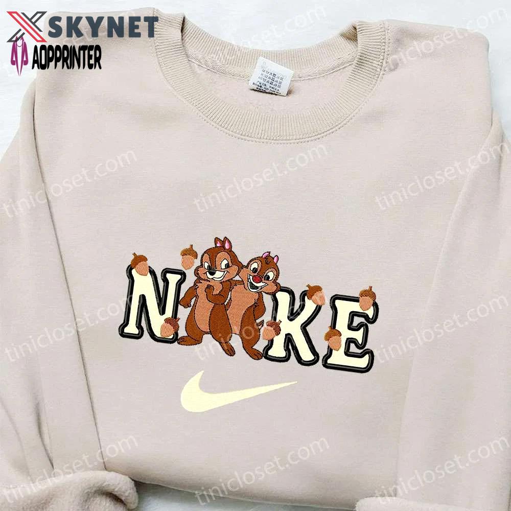 Chip and dale x nike cartoon embroidered shirt – playful & stylish disney x nike collaboration Embroidered Shirt