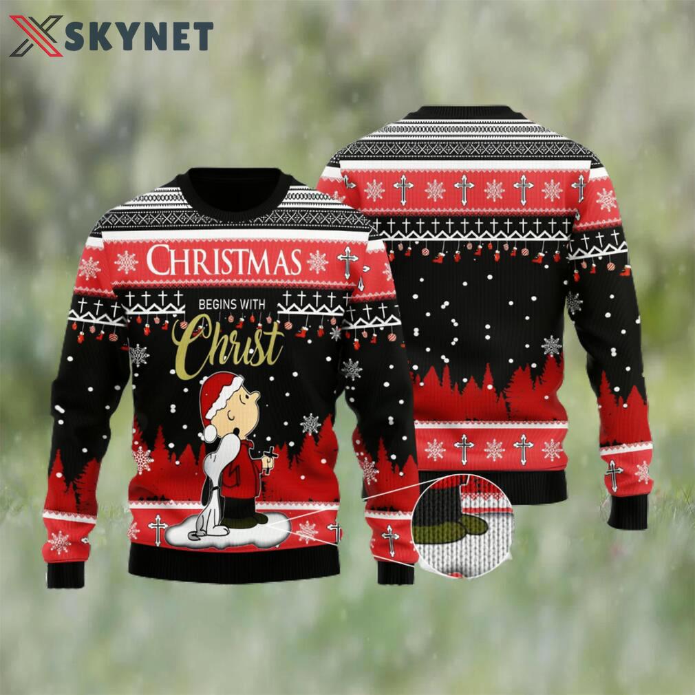 Christmas begins with christ woolen sweater Christmas Ugly Sweater