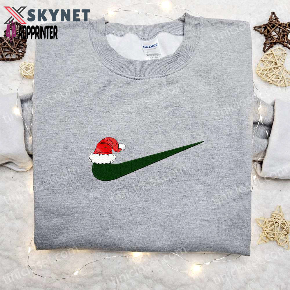 Christmas hat x swoosh embroidered sweatshirt: nike inspired best gift ideas Embroidered Shirt