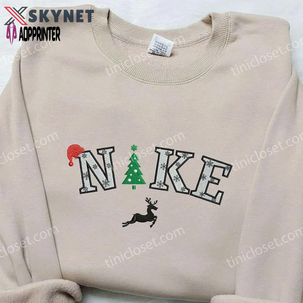 Christmas tree x nike embroidered hoodie & shirt: best christmas gift ideas Embroidered Shirt