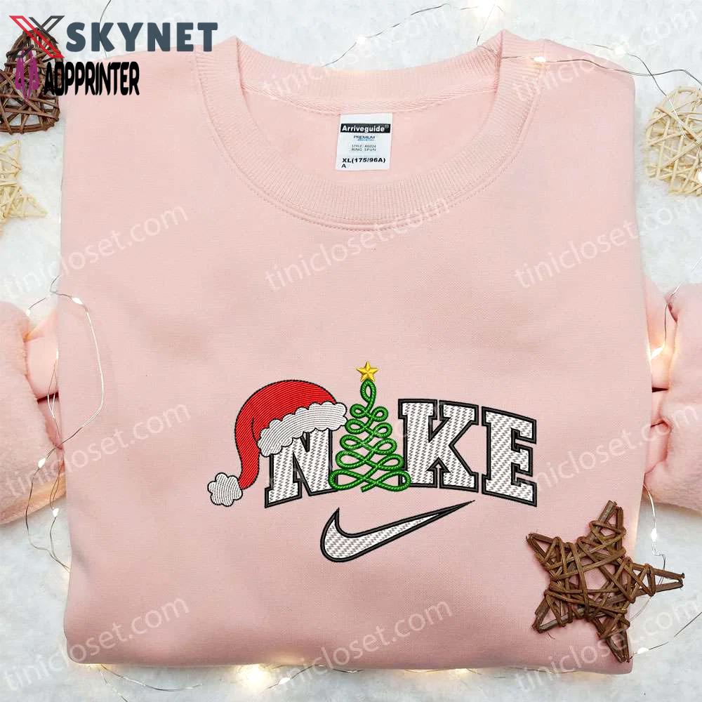 Christmas tree x nike embroidered sweatshirt: best nike inspired gift idea for christmas Embroidered Shirt