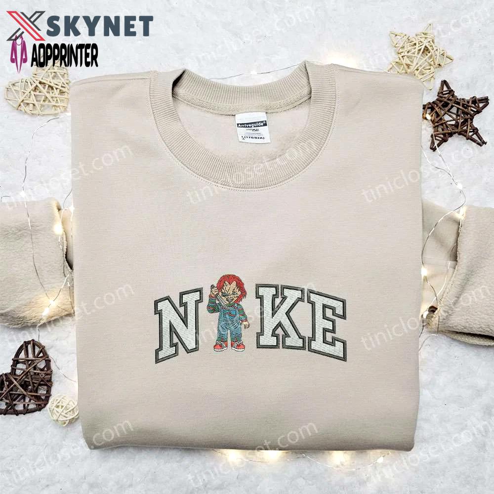 Chucky x nike embroidered hoodie & shirt: best halloween gift ideas Embroidered Shirt