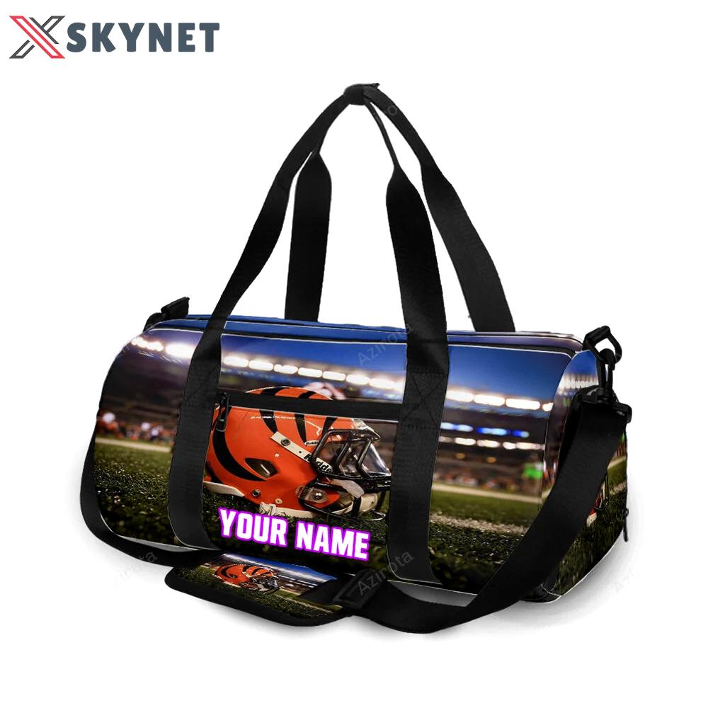 Cincinnati bengals emblem helmet v2 personalized name travel bag gym bag 679 Travel Bag