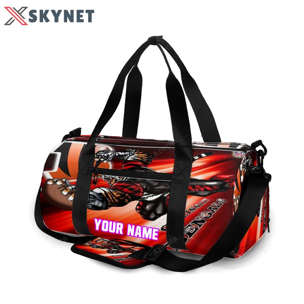 Cincinnati bengals emblem tiger flying personalized name travel bag gym bag 2160 Travel Bag