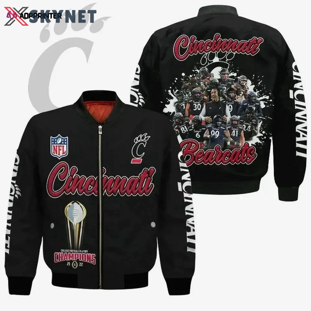 Cincinnati bengals players pattern bomber jacket – black Bomber Jacket