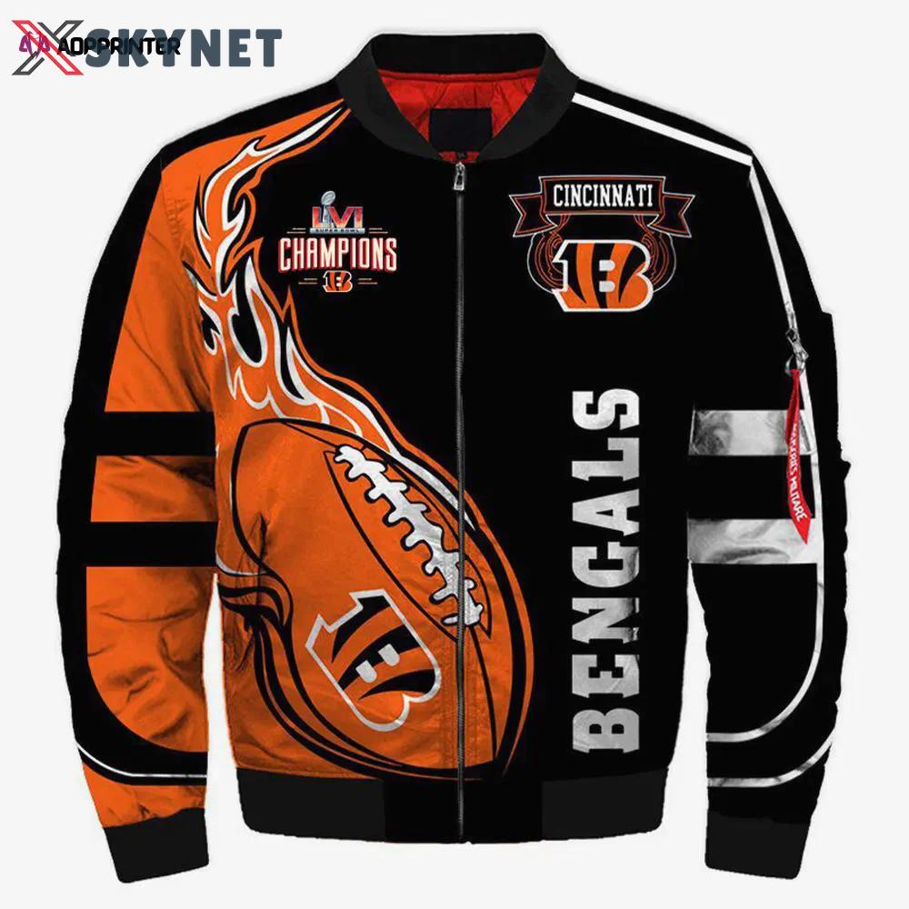 Cincinnati bengals super bowl lvi champions black orange bomber jacket Bomber Jacket