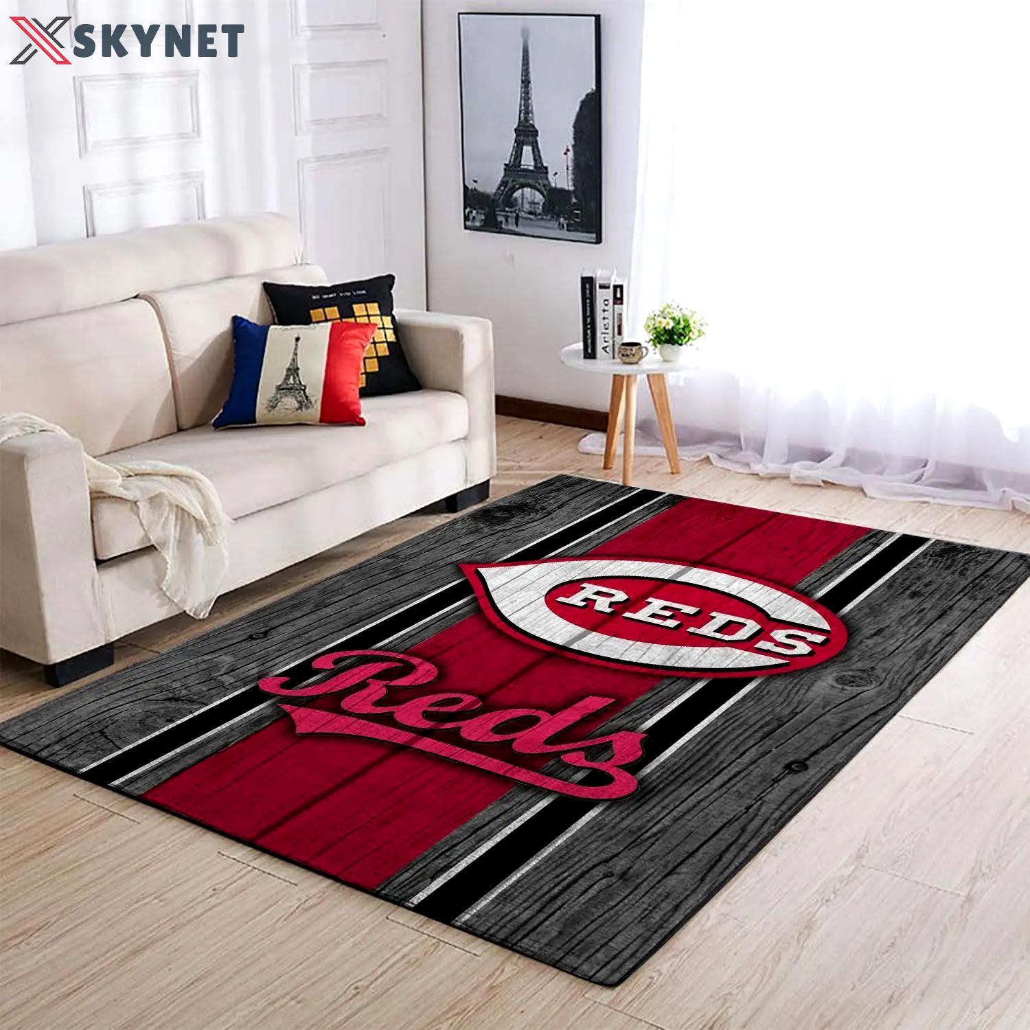 Cincinnati reds wooden mlb baseball team logo carpet living room rugs 2 Rectangle Rug