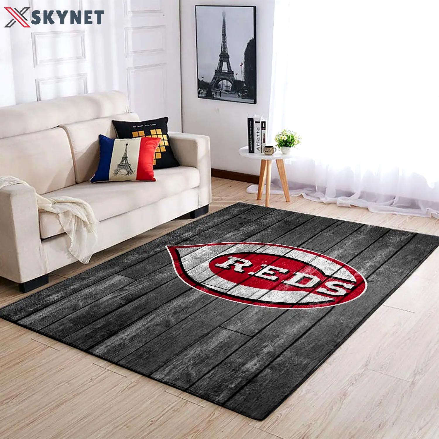 Cincinnati reds wooden mlb baseball team logo carpet living room rugs 4 Rectangle Rug