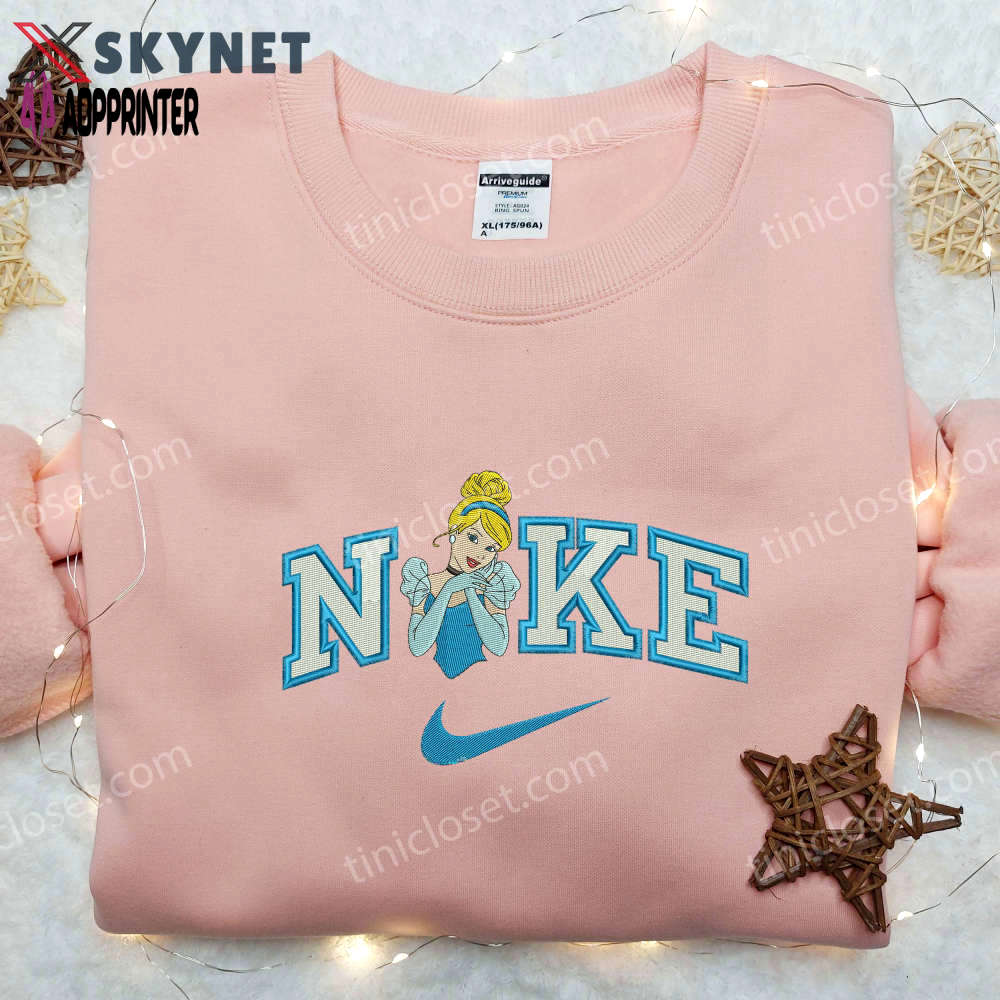 Cinderella smile x nike embroidered shirt – customized trendy apparel Embroidered Shirt
