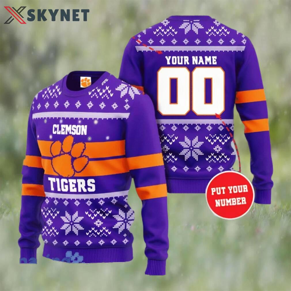 Clemson tigers custom name and number ugly christmas sweater Christmas Ugly Sweater