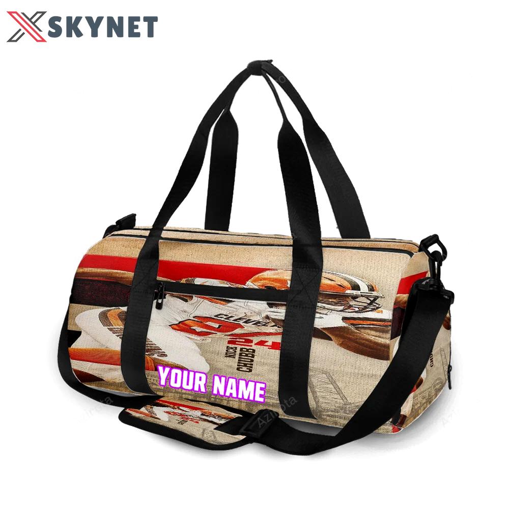 Cleveland browns nick chubb 24 personalized name travel bag gym bag 1245 Travel Bag
