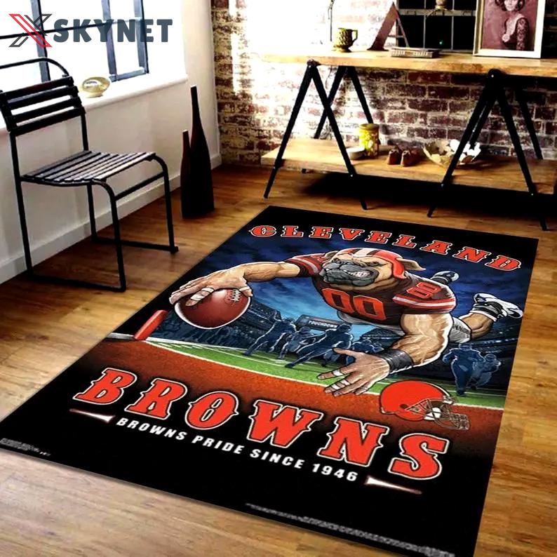 Cleveland browns rug nfl theme football collage area rug sport art carpet docor Rectangle Rug