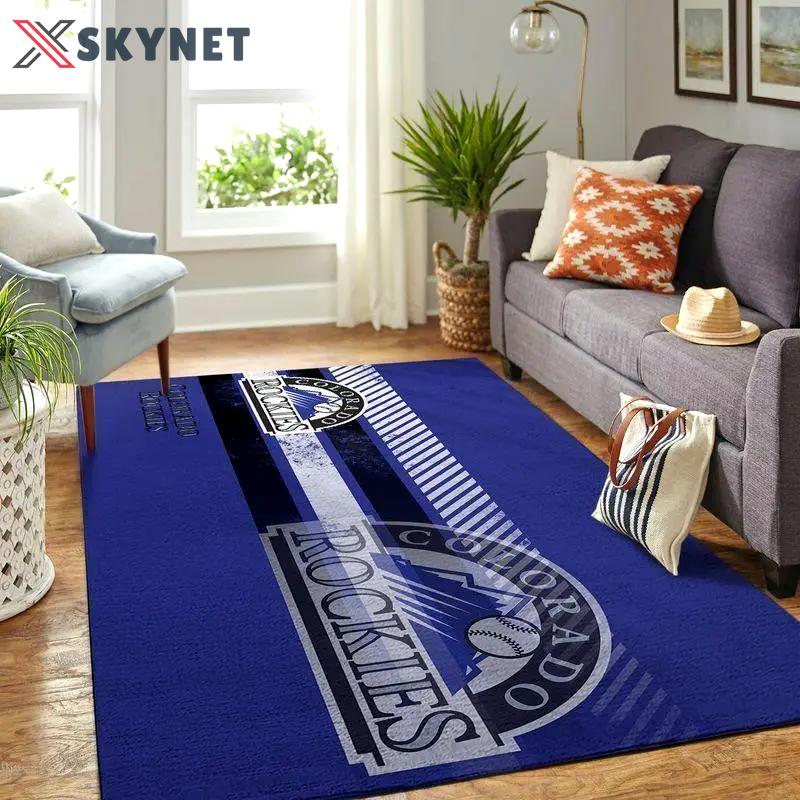 Colorado rockies mlb team logo area rug living room rug home decor Rectangle Rug