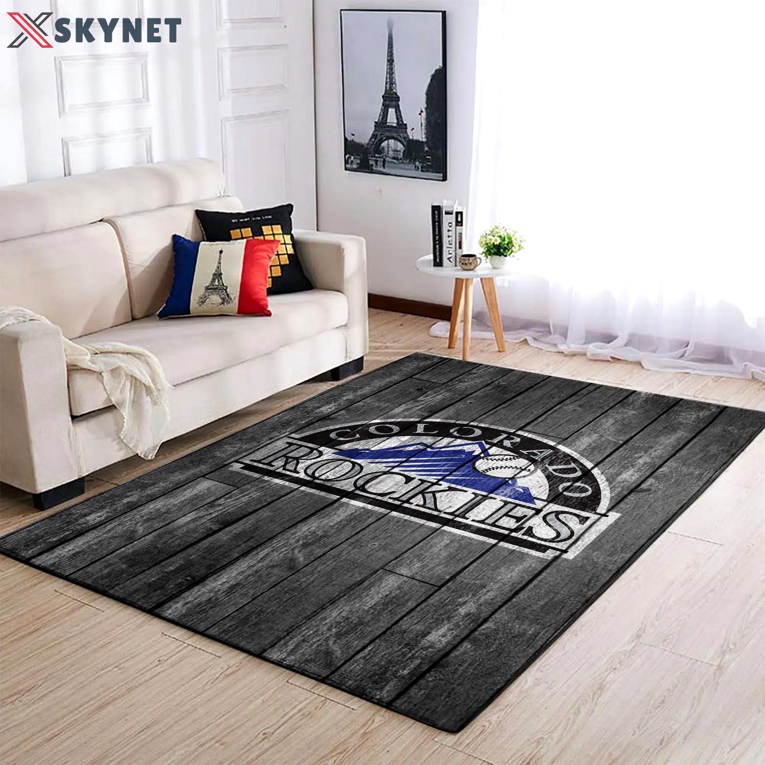 Colorado rockies wooden style mlb team logo area rug living room rug 1 Rectangle Rug