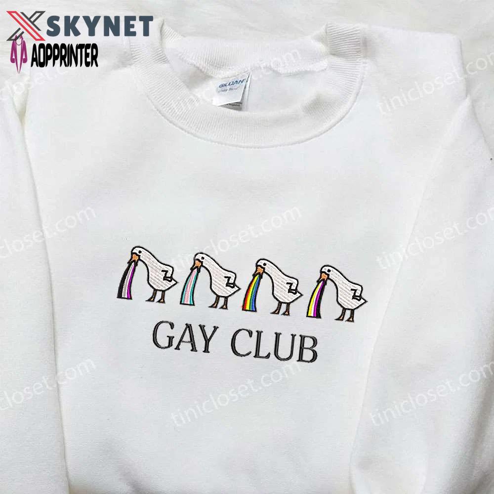Colorful lgbt club silly goose embroidered shirt – animal & lgbtq pride design Embroidered Shirt