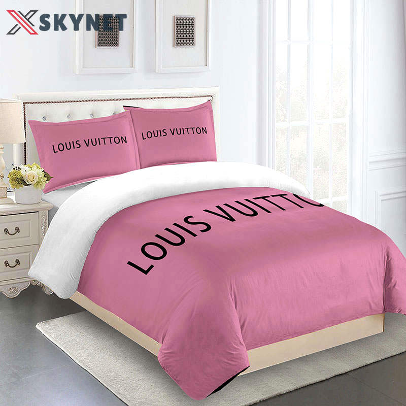 Comforter sets dark pink louis vuitton bedding set  home decoration Bedding Sets
