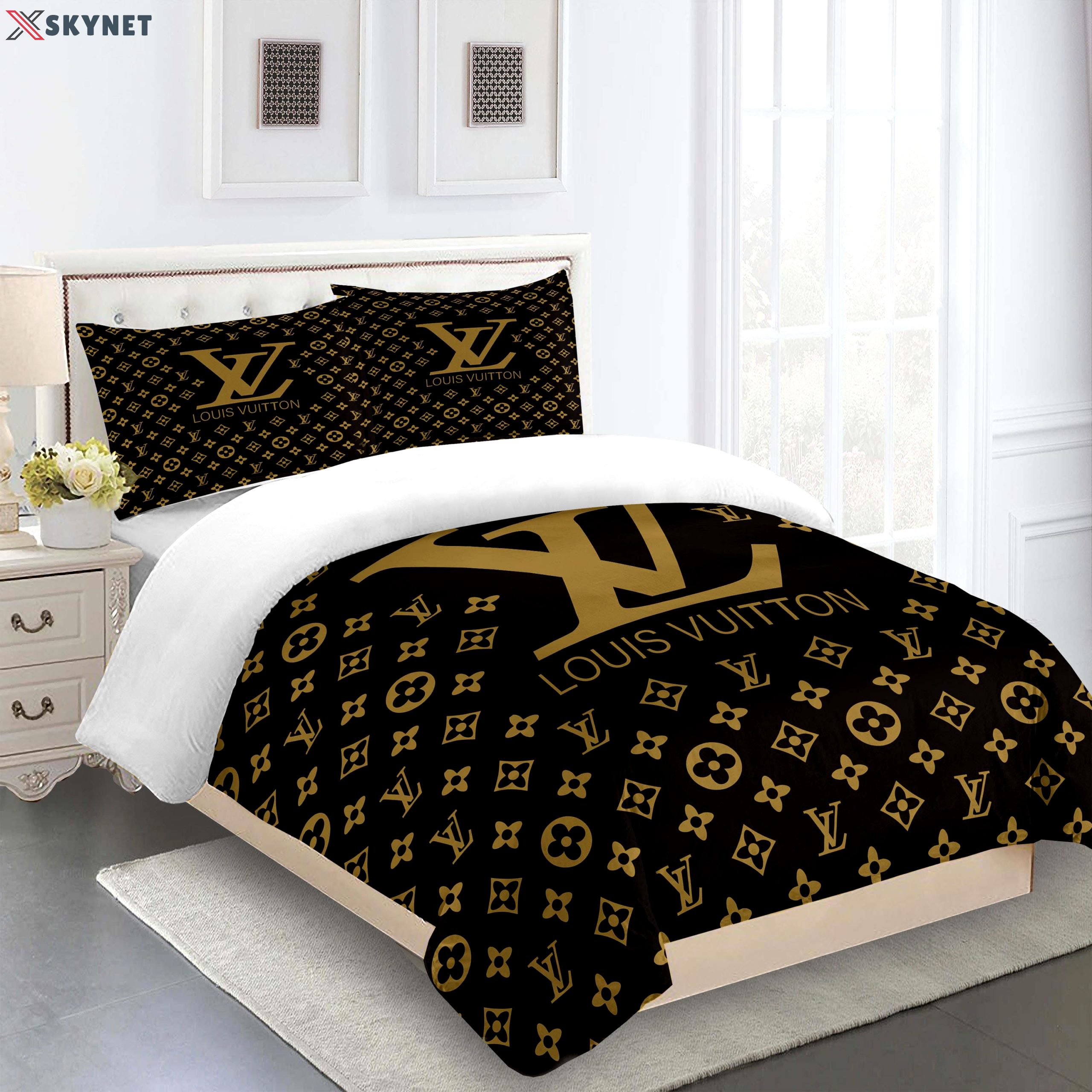 Comforter sets golden brown louis vuitton bedding set  home decoration Bedding Sets