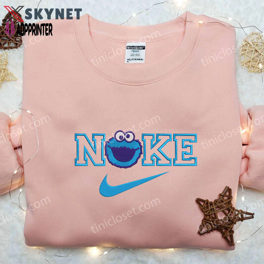 Cookie monster x nike embroidered shirt – custom sesame street tee Embroidered Shirt