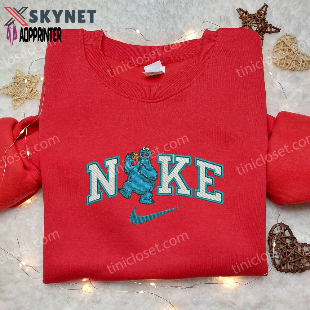 Cookie monster x nike embroidered shirt – sesame street & custom designs Embroidered Shirt