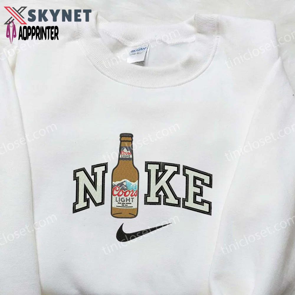 Coors light beer bottle x nike embroidered shirt: custom favor drinking tee Embroidered Shirt