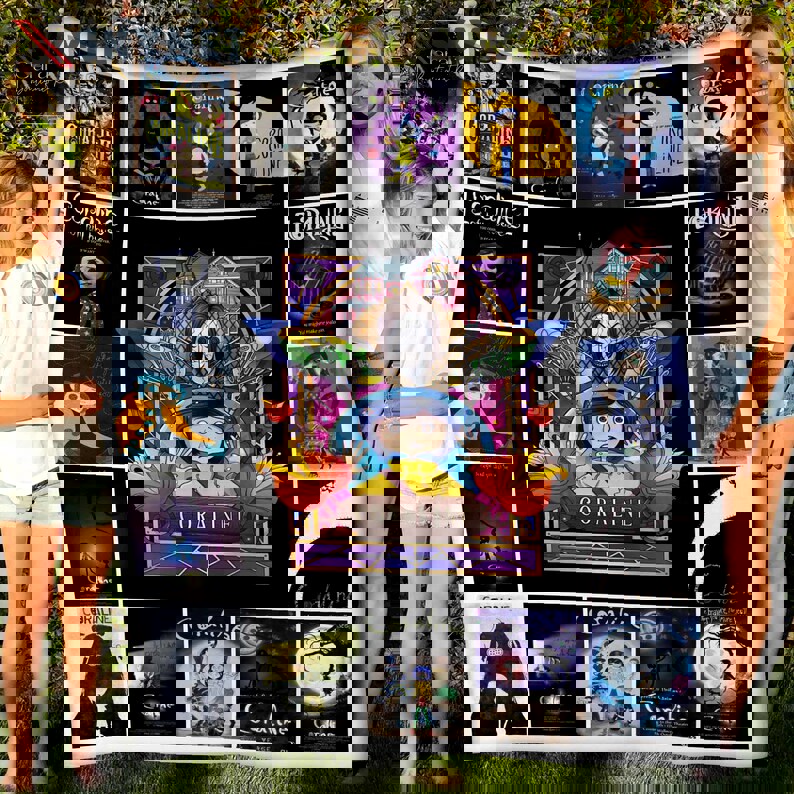 Coraline e o mundo secreto fleece blanket, mink sherpa blanket, coraline quilt, horror movie lover gift, coraline movie quilt Quilt Blanket