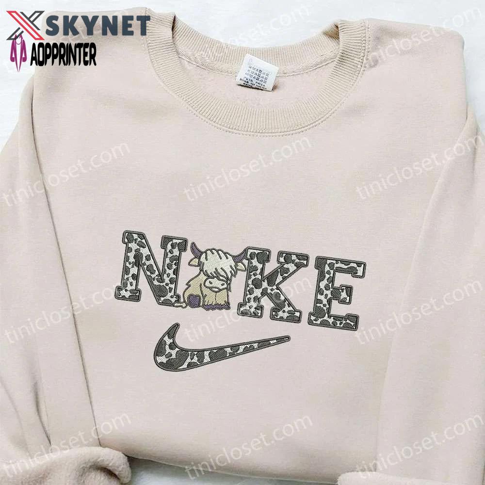 Cow x nike embroidered tshirt animal sweatshirt & hoodie: trendy nike-inspired apparel Embroidered Shirt
