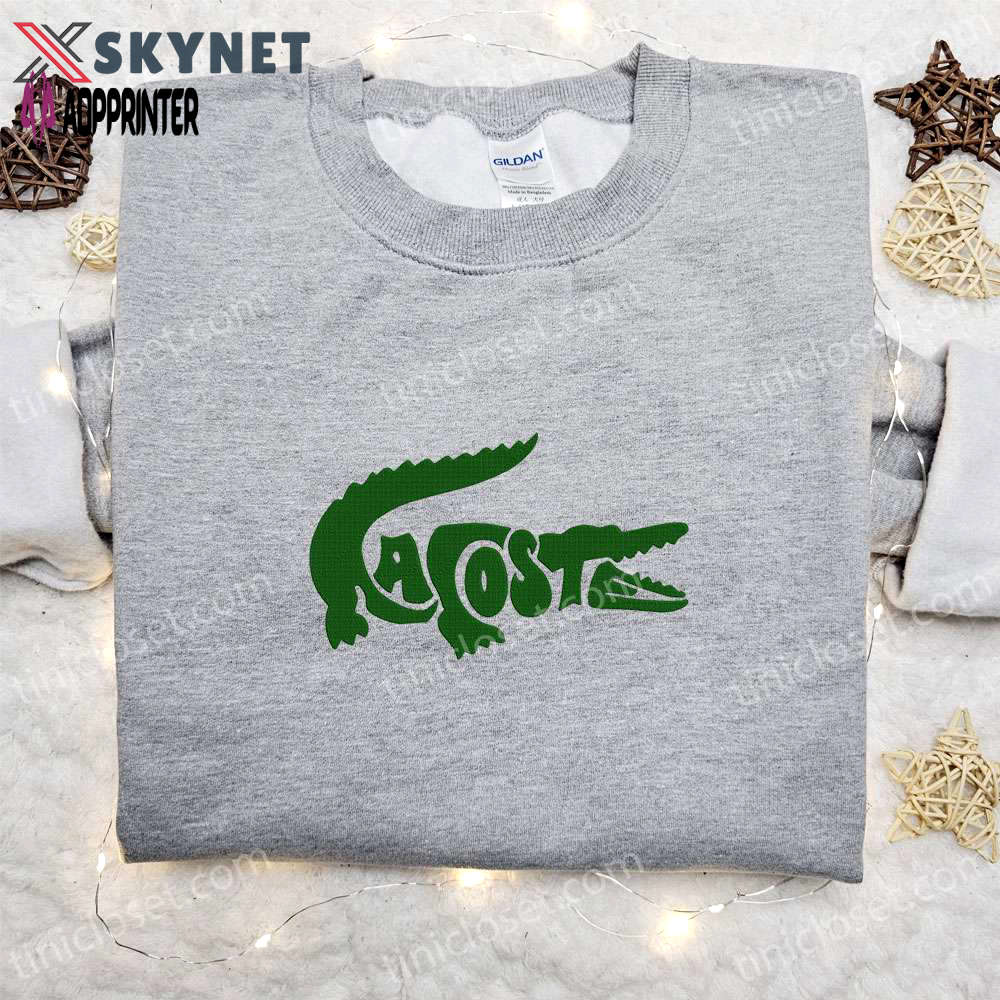 Crocodile lacoste x swoosh embroidered sweatshirt: nike inspired shirt best birthday gift for family Embroidered Shirt