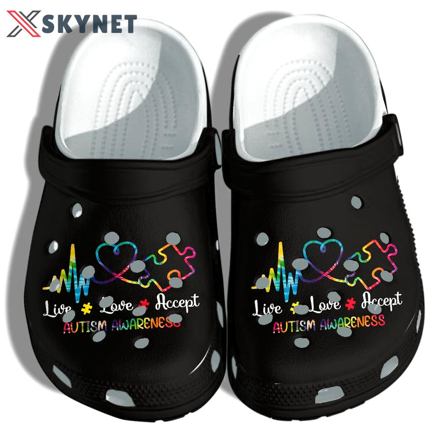 Crocs outfit - autism awareness crocs heartbeat live love accept crocband clog shoes for men women - 70 Crocs Outfit