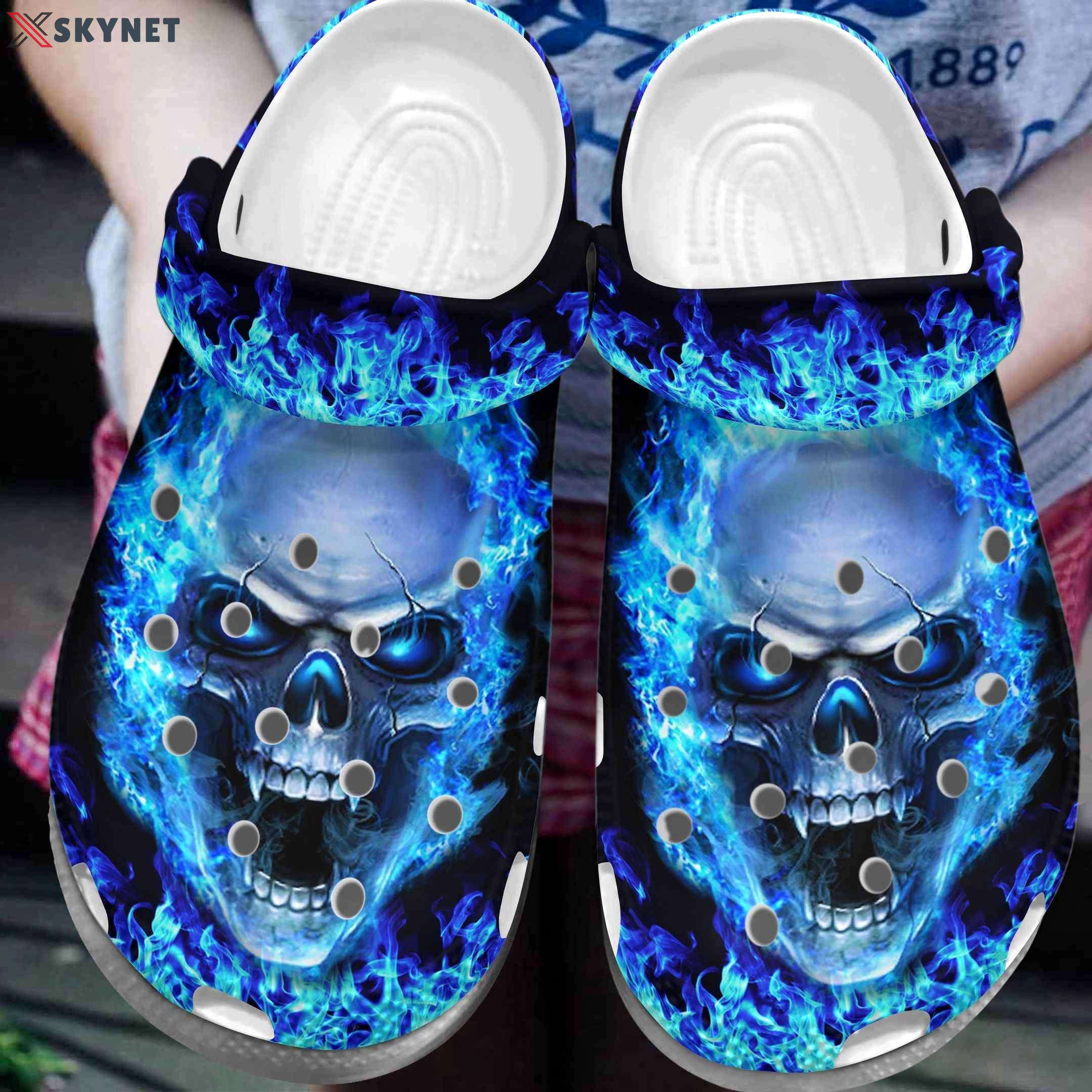 Crocs outfit - blue fire skull crocs crocband clog shoes - 256 Crocs Outfit