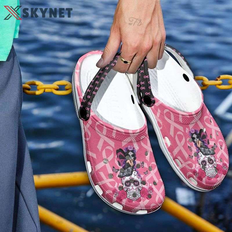 Crocs outfit - breast cancer survivor fairy skull pink pattern crocs clogs crocband shoes - 317 Crocs Outfit