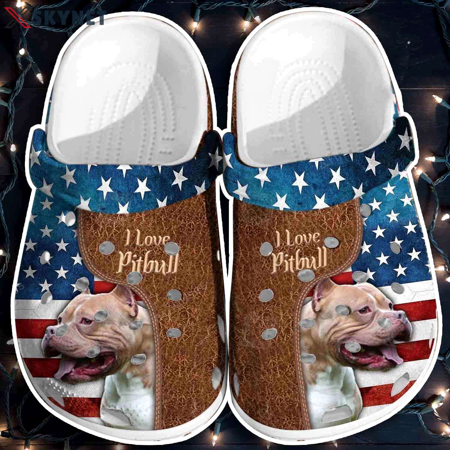 Crocs outfit - love pitbull dog usa flag 4th of july crocs crocband clogs - 1377 Crocs Outfit