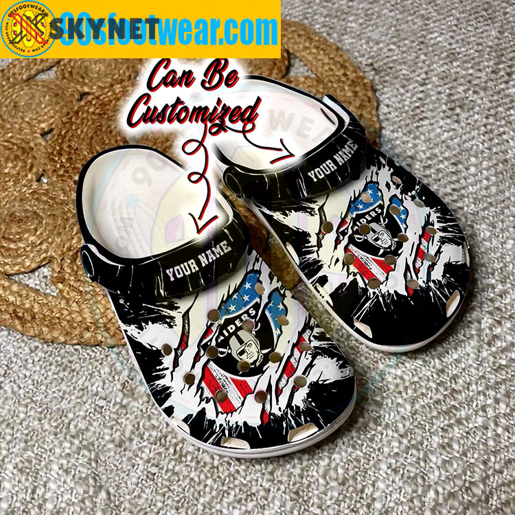 Crocs outfit - personalized raider crocs usa flag las vegas raiders football team custom classic clog - 1824 Crocs Outfit