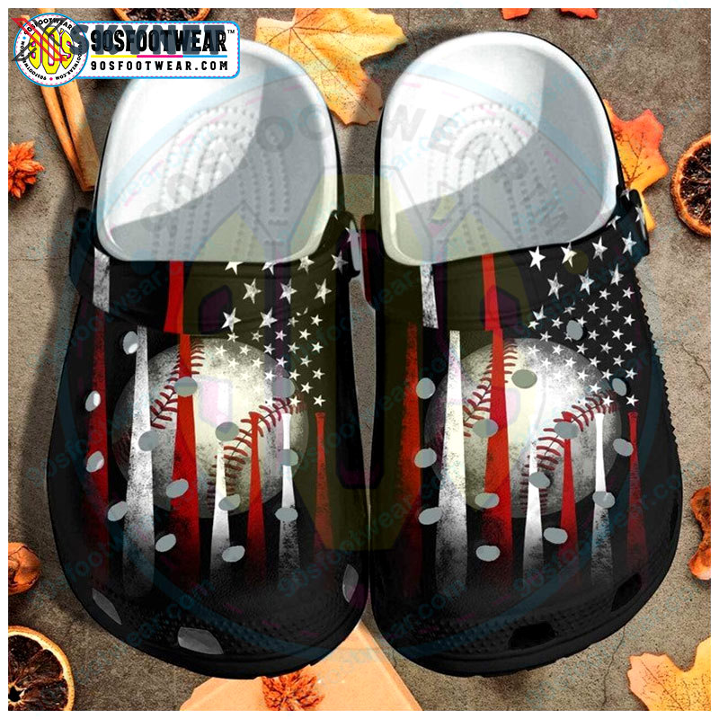 Crocs outfit - usa flag 4th of july american pride funny baseball crocs - 2240 Crocs Outfit