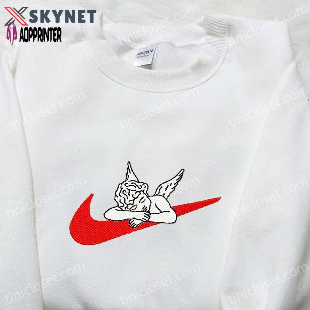 Cupid x nike swoosh embroidered shirt: custom valentine s apparel Embroidered Shirt