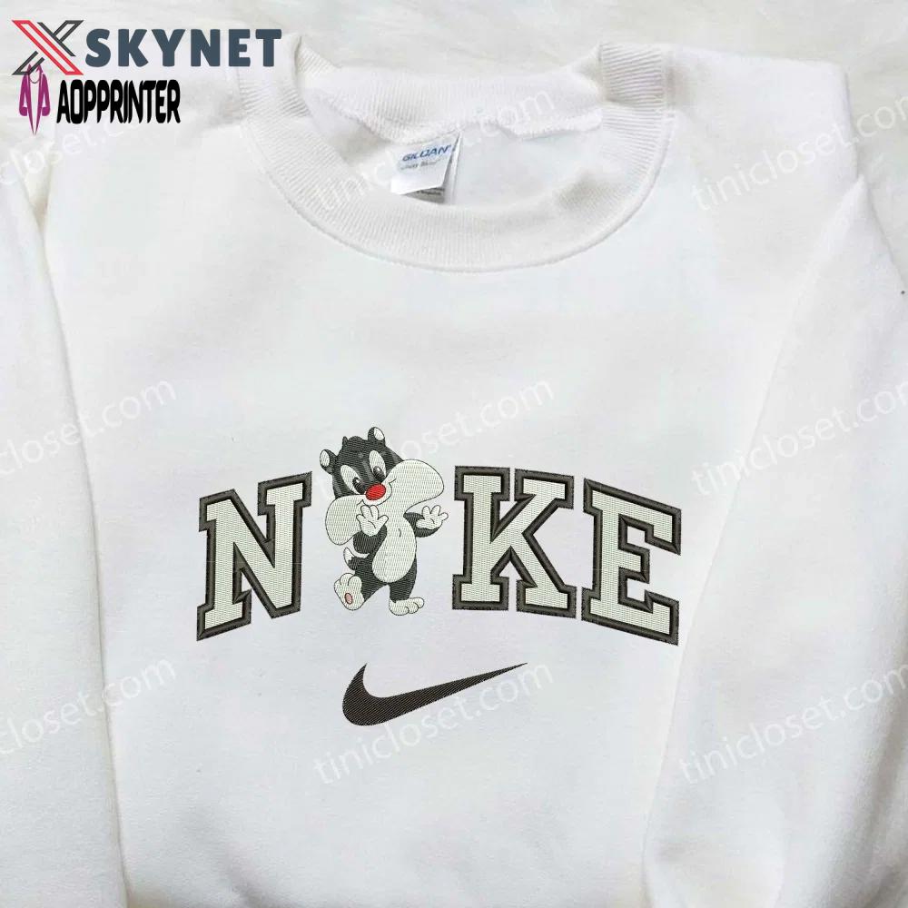 Custom baby sylvester x nike embroidered shirt – cartoon disney looney tunes & merrie melodies Embroidered Shirt