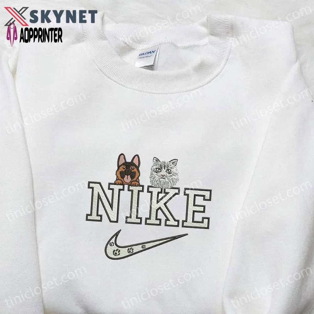 Custom dog and cat nike embroidered shirt: perfect birthday gift idea Embroidered Shirt