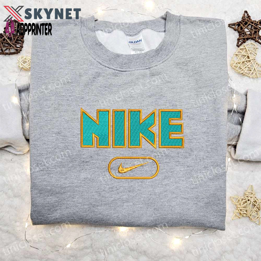 Custom nike embroidered shirt: unique nike inspired design perfect birthday gift Embroidered Shirt