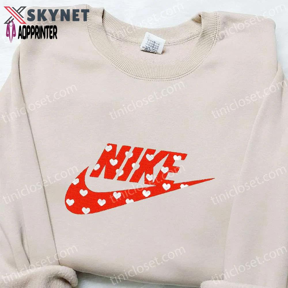 Custom nike heart embroidered sweatshirt: perfect valentine s day gift Embroidered Shirt