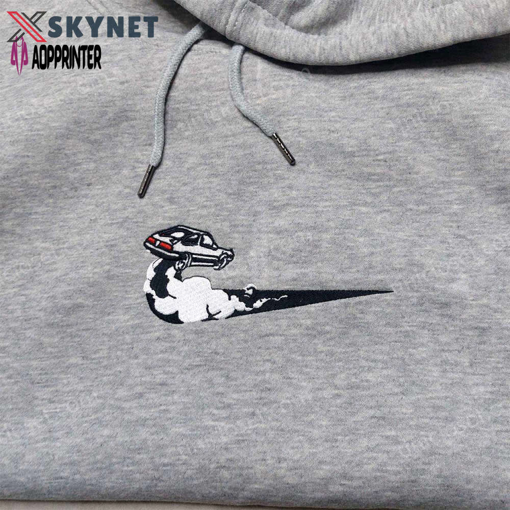 Custom nike racing car embroidered shirt: perfect men s gift with iconic logo Embroidered Shirt