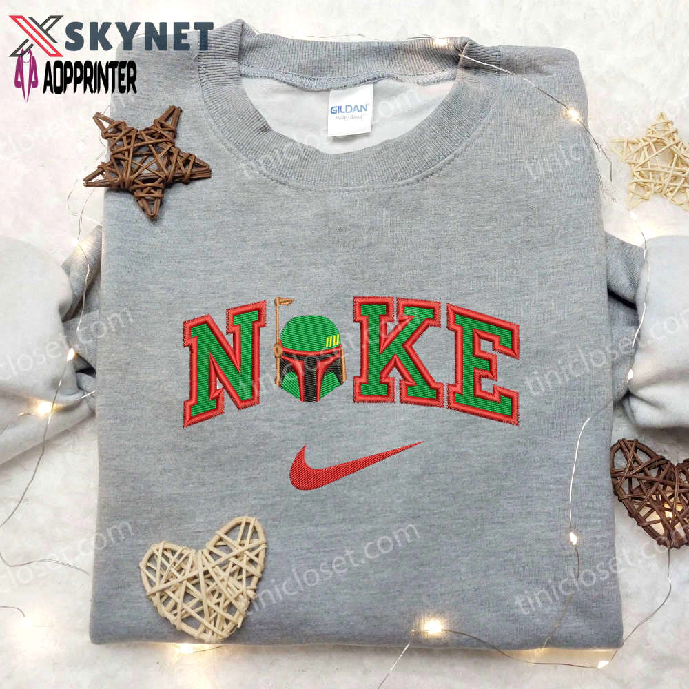 Custom nike x helmet boba fett embroidered shirt: the book of boba fett design Embroidered Shirt