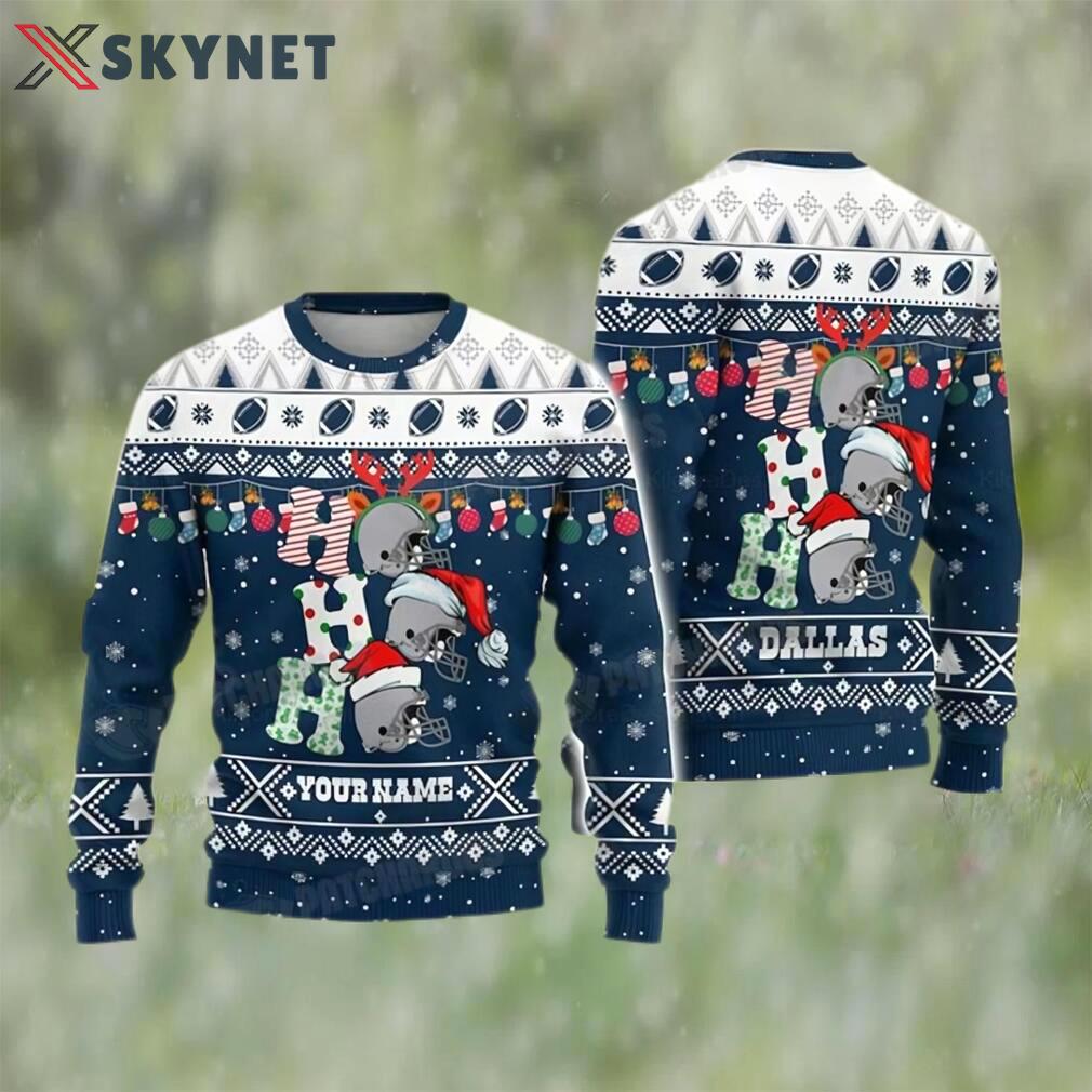 Customized nfl dallas football ho ho ho ugly christmas sweater cowboys gift ideas Christmas Ugly Sweater