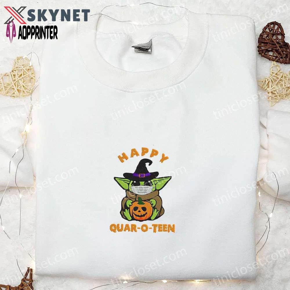 Cute baby yoda pumpkin embroidered sweatshirt: perfect halloween gift for family Embroidered Shirt