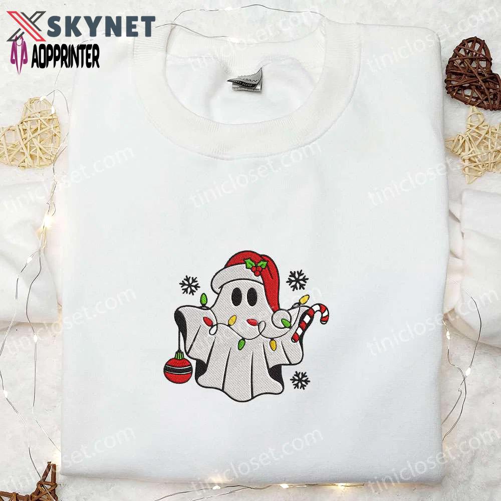 Cute ghost christmas embroidered shirt – best family christmas gift Embroidered Shirt
