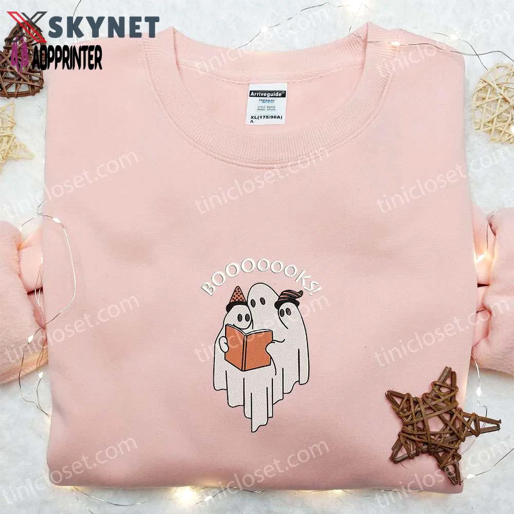 Cute ghost embroidered shirt: perfect halloween gift for family Embroidered Shirt