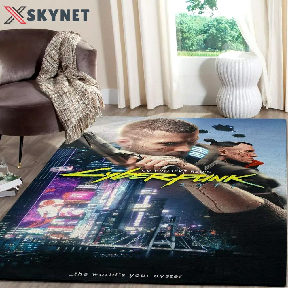 Cyberpunk 2077 futuristic gaming area rugs living room carpet fn140112 rug regtangle carpet floor decor home decor Rectangle Rug